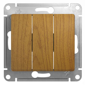 GLOSSA Дерево Дуб Выключатель 3-клавишный, сх.3, 10АХ GSL000531 