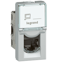 Legrand Mosaic Рамка RJ45 FTP кат6 1 мод. алюминий 