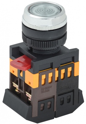 IEK Кнопка ABLFS-22 прозрачный d22мм неон/240В 1з+1р 