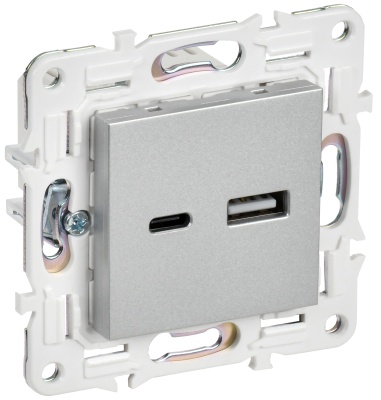 SKANDY Серебряный Розетка USB A+C 3,1А SK-R14S SK-U22-D31-K23 IEK 