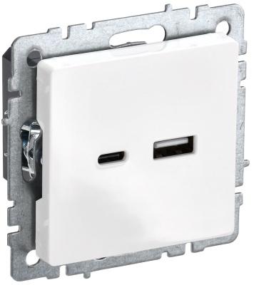IEK BRITE BASE Белый Розетка USB A+C 18Вт РЮ11-1-БрБ (BR-U22-018-K01) 
