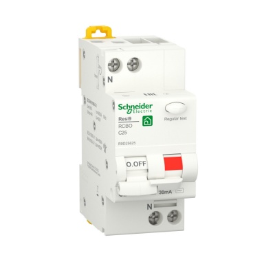 Дифференциальный автомат Schneider Electric RESI9 АВДТ 1P+N С 25А 6000A 30мА тип AС R9D25625 