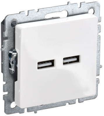IEK BRITE BASE Белый Розетка USB A+A 3,1А РЮ10-1-БрБ (BR-U21-D31-K01) 