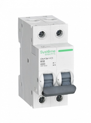 Автоматический выключатель Systeme Electric City9 хар-ка B 32А 2п 4.5kA 230В C9F14232 
