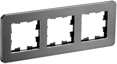 IEK BRITE DECOR Титан металл. скругл.угол Рамка 3-постовая РУ-3-1-Бр RE (BR-M32-M-01-K48) 