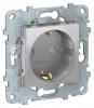 UNICA NEW РОЗЕТКА с заземлением,со шторками,с быстрозажимными клеммами АЛЮМИНИЙ NU505730 Schneider Electric 