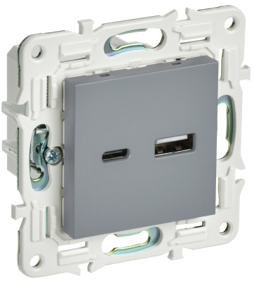 SKANDY Серый Розетка USB A+C 18Вт SK-R13Gr SK-U22-018-K03 IEK 
