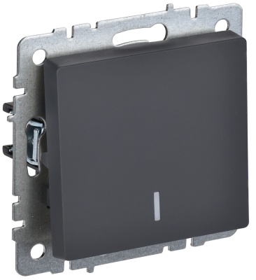 IEK BRITE BASE Графит Выключатель одноклавишный. проходной с индикацией 10А ВС10-1-7-БрГ (BR-V12-1-10-K53) 