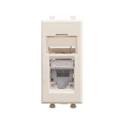 DKC Компьютерная розетка RJ-45 модульная, кат.6 экранированная, "Avanti","Ванильная дымка", 1 модуль 