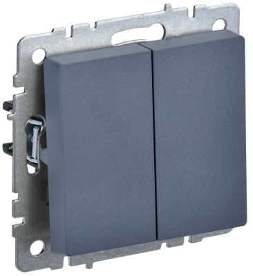 IEK BRITE BASE Маренго Выключатель двухклавишный 10А ВС10-2-0-БрМ (BR-V20-0-10-K35) 