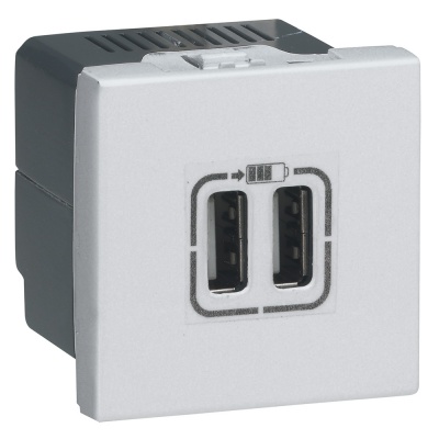 Legrand Mosaic Алюминий Розетка USB для зарядки двойная 