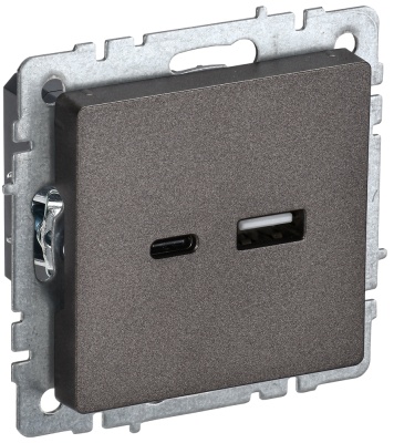 IEK BRITE BASE Бронза Розетка USB A+C 18Вт РЮ11-1-БрТБ (BR-U22-018-K45) 