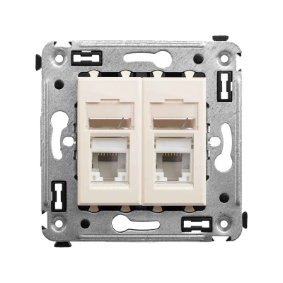 DKC Компьютерная розетка RJ-45 в стену, кат.6 двойная,"Avanti", "Ванильная дымка" 