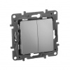Legrand ETIKA Переключатель двухклавишный алюминий на зажимах 10A 672412 