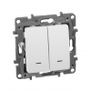 Legrand ETIKA Переключатель двухклавишный с подсветкой белый на зажимах 10A 672216 