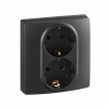 Legrand ETIKA Розетка двойная с заземлением со шторками антрацит на зажимах 672633 