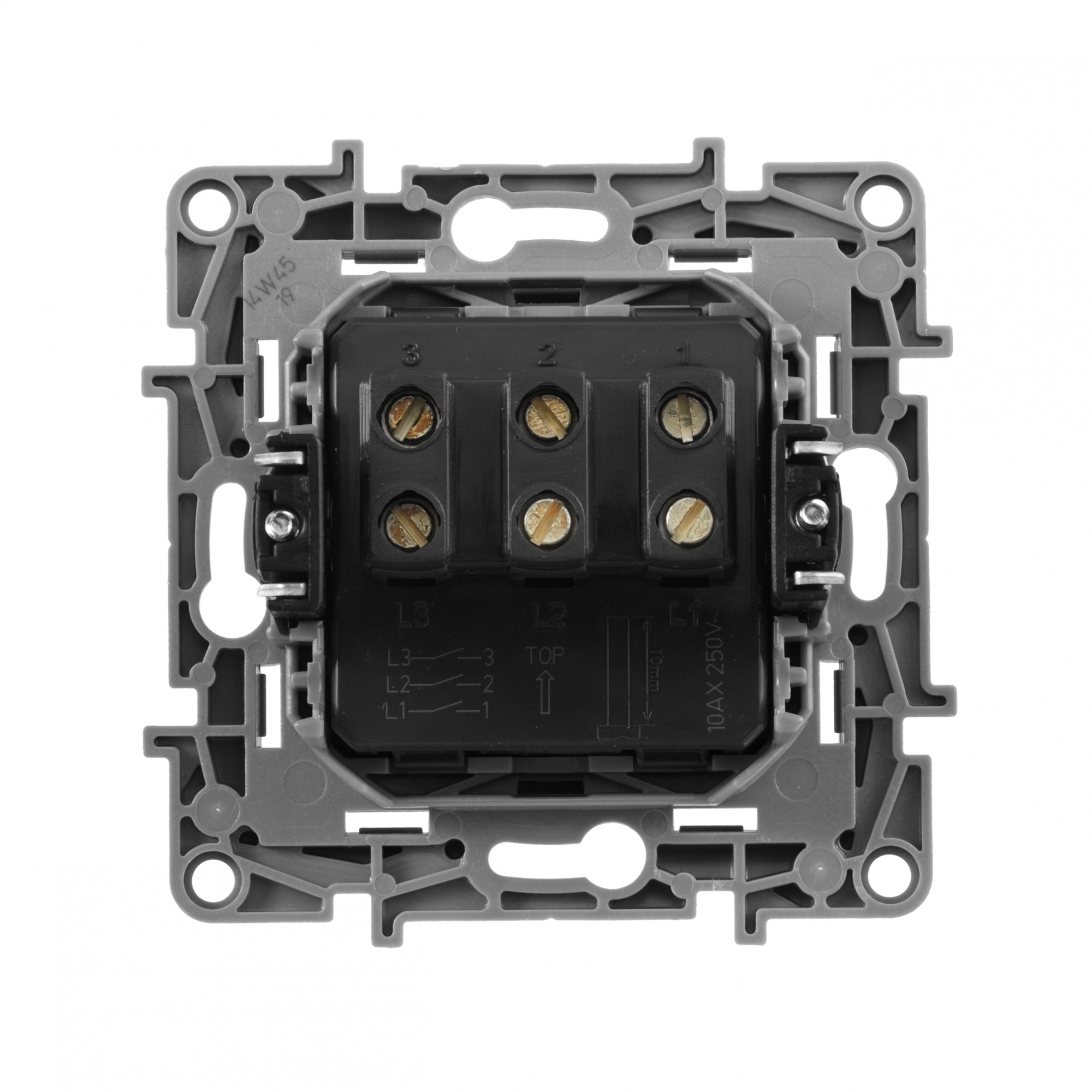 Legrand ETIKA Выключатель трехклавишный алюминий на зажимах 10АХ 672413 