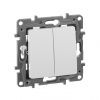 Legrand ETIKA Переключатель двухклавишный белый на зажимах 10A 672212 
