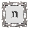 Legrand ETIKA Розетка USB 2-ая 240В/5В 2400мА белая 672294 