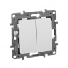 Legrand ETIKA Выключатель двухклавишный белый на винтах 10А 672202 