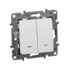 Legrand ETIKA Выключатель двухклавишный с подсветкой белый на винтах 10А 672204 