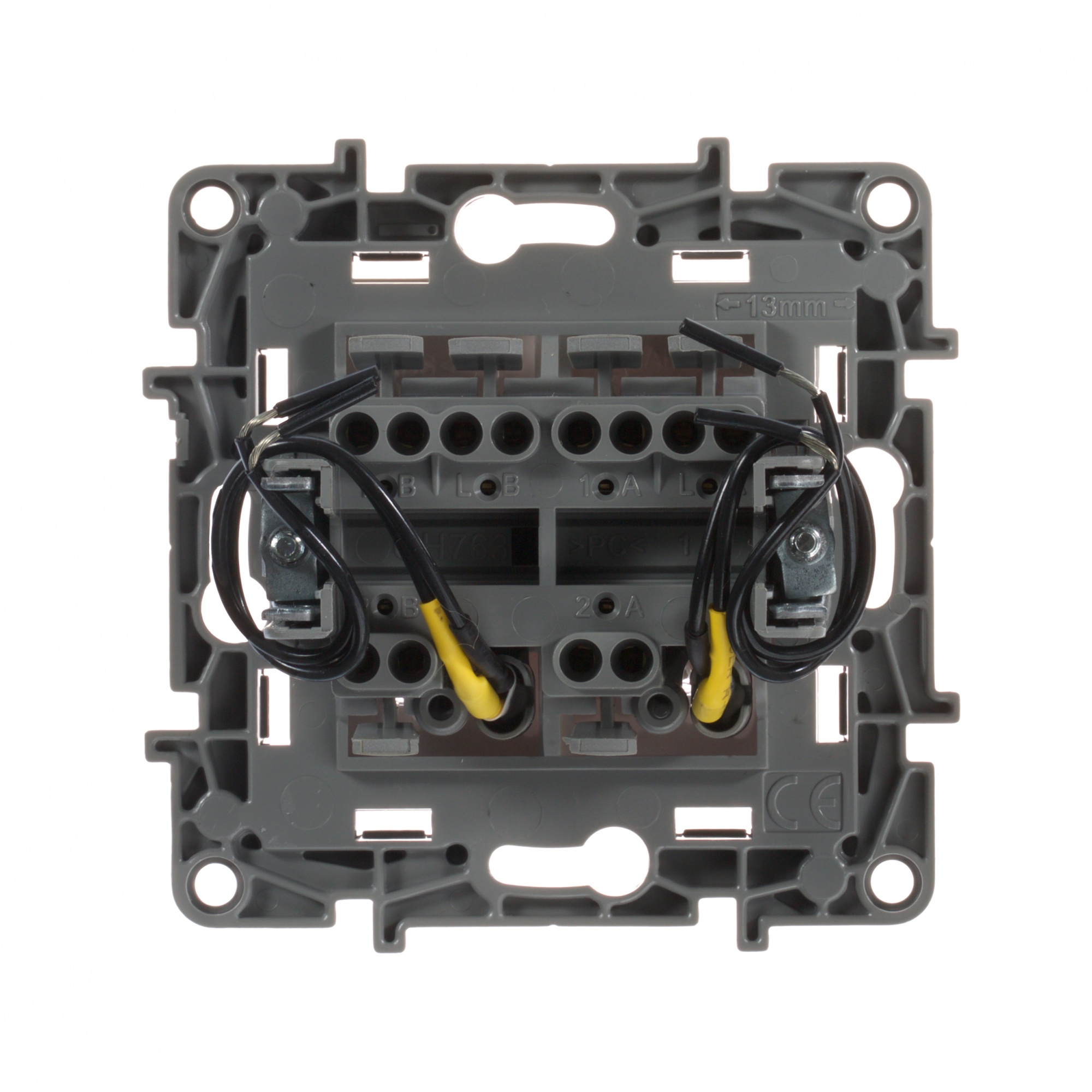 Legrand ETIKA Переключатель двухклавишный с подсветкой белый на зажимах 10A 672216 