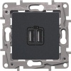 Legrand ETIKA Розетка USB 2-ая 240В/5В 2400мА антрацит 672694 